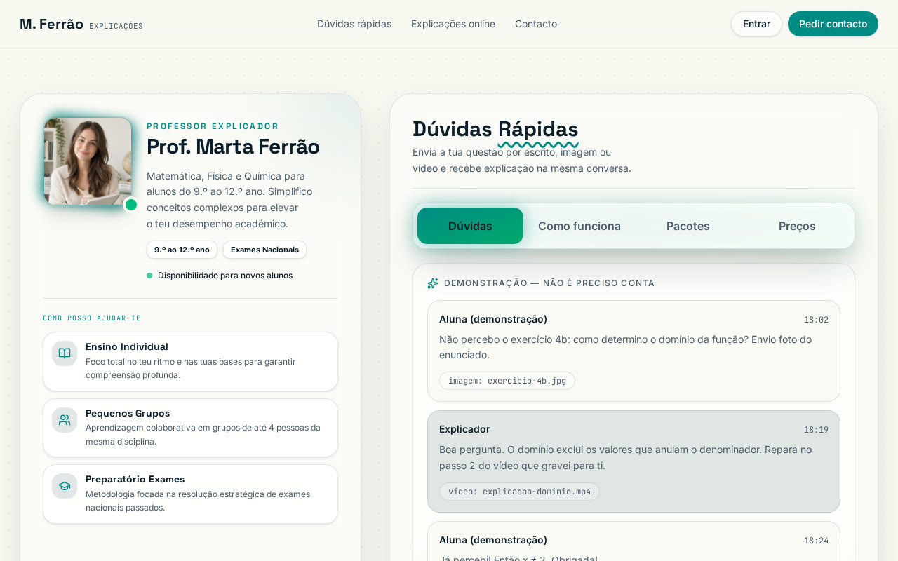 Modelo de site para explicadores: Sessões Já — Clara