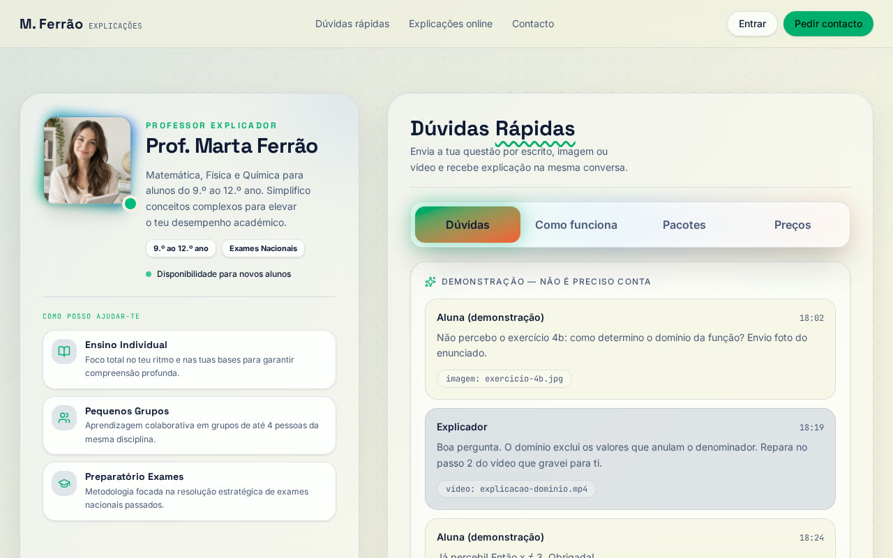 Modelo de site para explicadores: Sessões Já — Mista